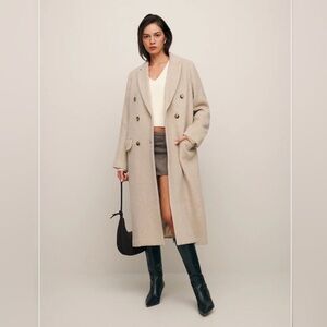 Reformation Paley Double Breasted Coat Beige - Size M